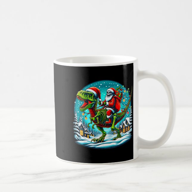 Mug Skeleton Santa Riding T Rex Dinosaur Funny Christm (Droite)