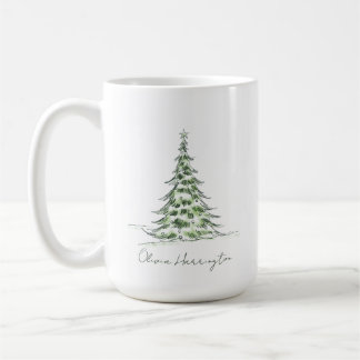 Mug Sketch Pine sapin de Noël Nom du script minimal