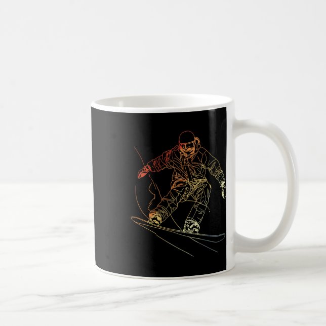 Mug Sketch Snowboardeur Vintage Snowboard Alpin (Droite)