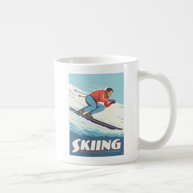 Mug Ski est croire Retro Print (Droite)