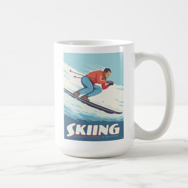 Mug Ski est croire Retro Print (Droite)