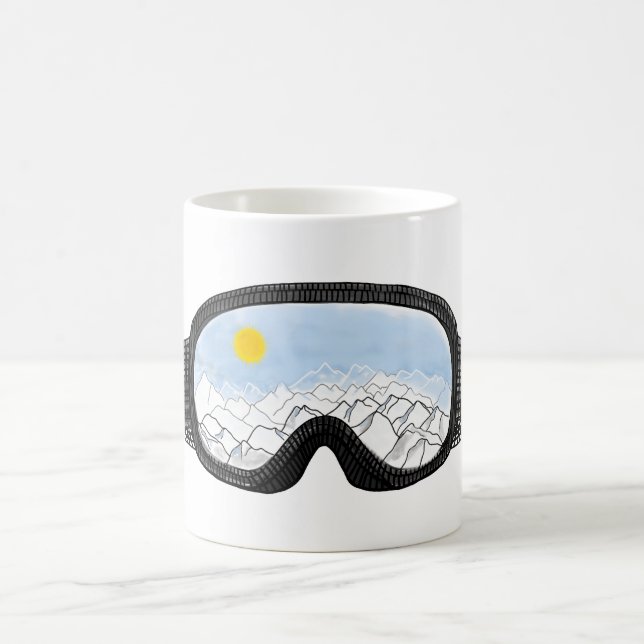 Mug Ski Goggles Mountain View Illustration (Centre)