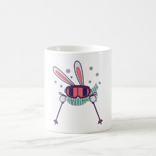 Mug Ski lapin avec bâtons de ski lunettes de ski et éc
