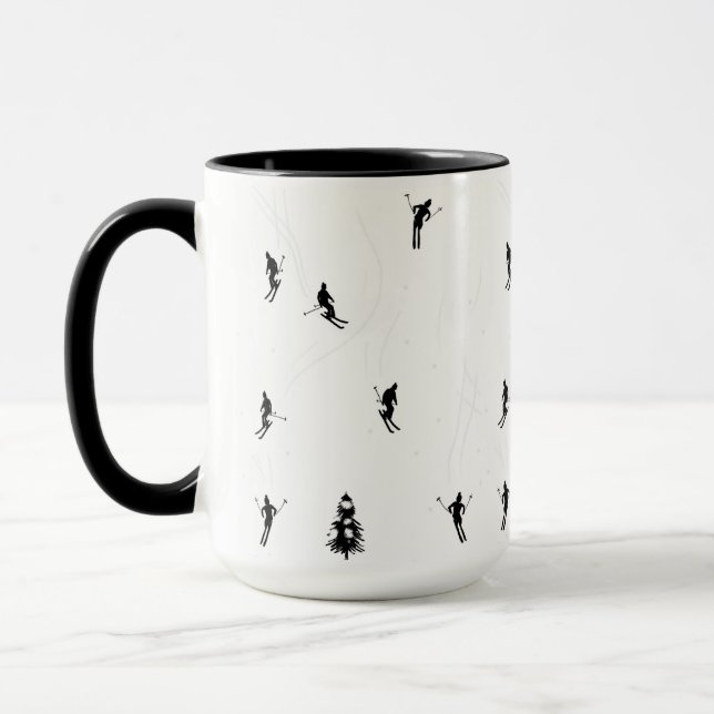 Mug Ski Moderne Ski Noir & Blanc Ski Thème Ski (Gauche)