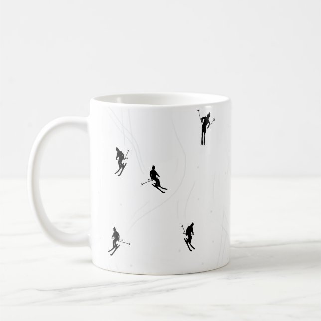 Mug Ski Moderne Ski Noir & Blanc Ski Thème Ski (Gauche)