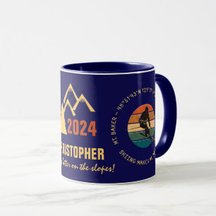 Mug Ski Mt. Baker, Washington - Man Skier, Texte Jaune