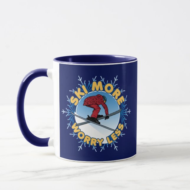 Mug Ski Plus Inquiète Moins | Citation de ski (Gauche)