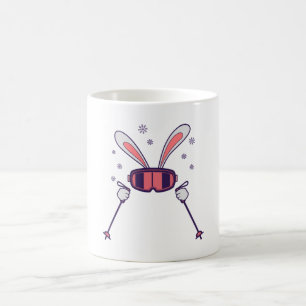 Mug Ski Rabbit avec bâtons de ski et lunettes de ski