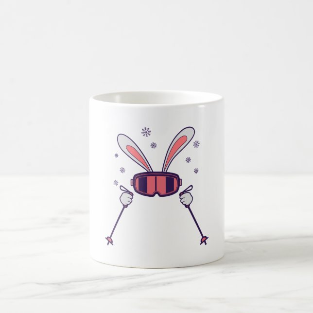 Mug Ski Rabbit avec bâtons de ski et lunettes de ski (Centre)