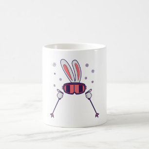 Mug Ski Rabbit avec bâtons de ski et lunettes de ski