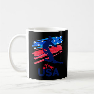 Mug Ski Usa Support L'Équipe Usa Drapeau Ski Hiver