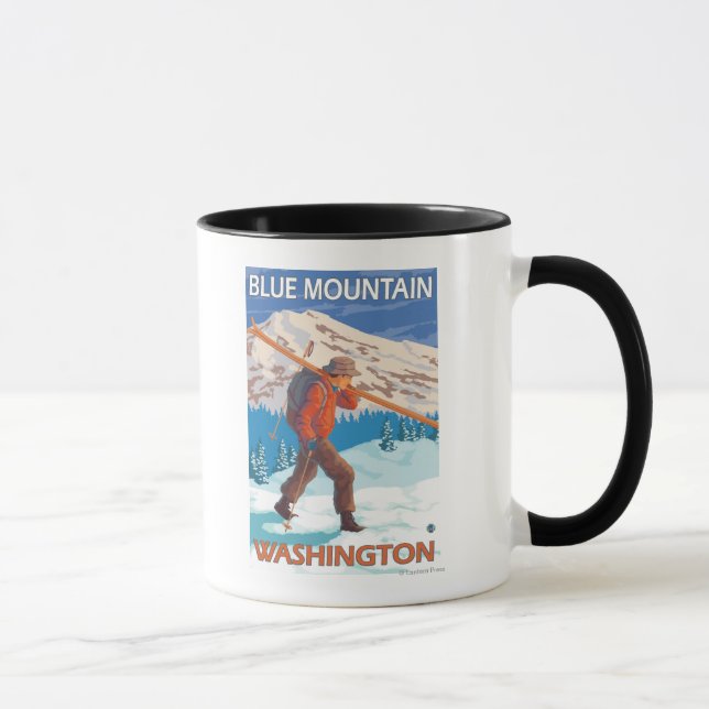 Mug Skier transportant ski de neige - Blue Mountain, W (Droite)