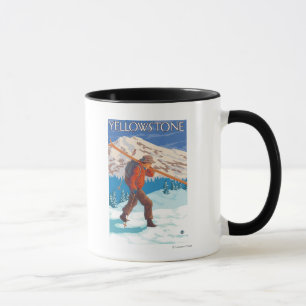 Mug Skier transportant ski de neige - Yellowstone Nat'