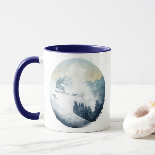 Mug Skieur en poudre de montagne (Avec donut)