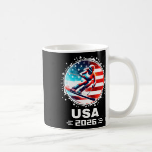 Mug Skieuse Équipe de Ski Usa 2026 Ski Drapeau América