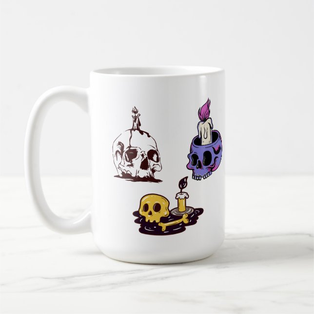 Mug Skulls and Candles Illustration Set (Gauche)