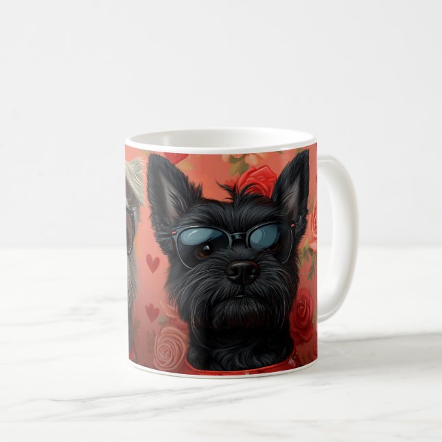Mug Skye Terrier avec Coeur Roses Saint-Valentin (Devant droit)