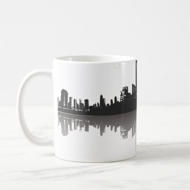 Mug Skyline Abstrait en noir et blanc (Gauche)