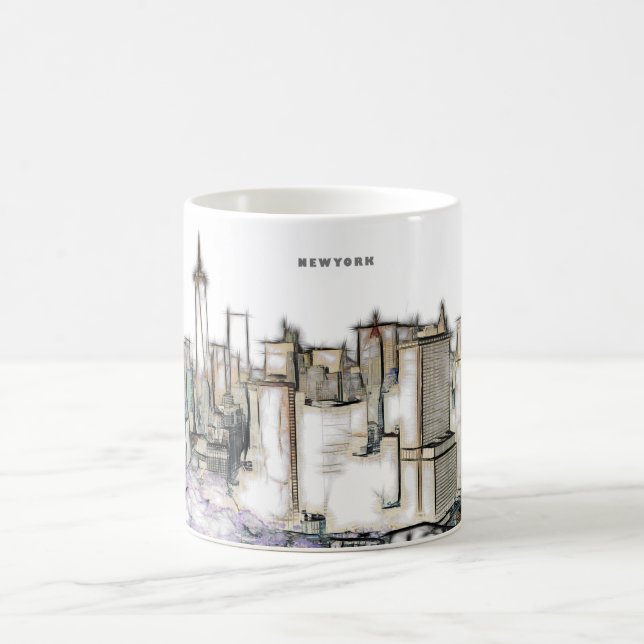 Mug Skyline Noir Et Blanc New York City Dessin (Centre)