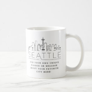 Mug Skyline Stylisé Seattle   Slogan personnalisé