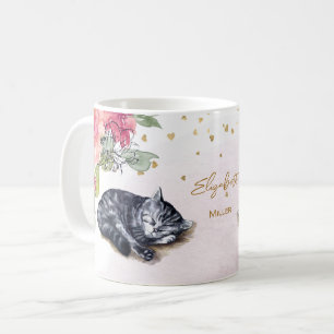 Mug Sleepy Cat Illustration Gold Parties scintillant G