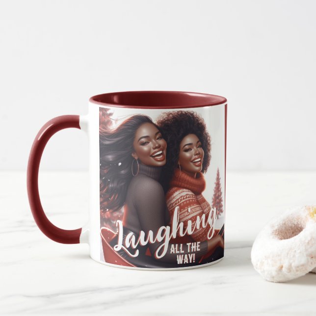 Mug Sleighin' Soeurs Festive Rire (Avec donut)