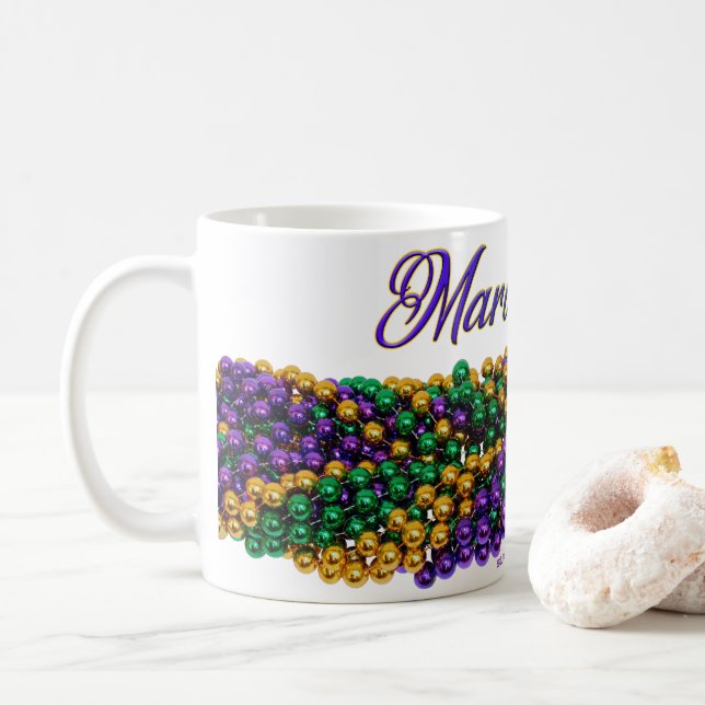 Mug SlipperyJoe's Mardi Gras Colliers en perles violet (Avec donut)