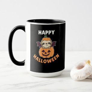 Mug Sloth Happy Halloween Citrouille Chat costume