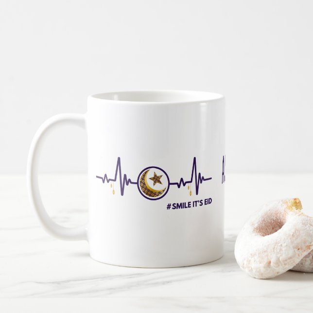 Mug Smile It's Eid Moon Star Heartbeat Gold & violet (Avec donut)