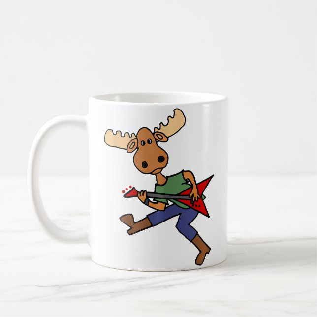Mug Smileteemusic Funny Moose Playing Electric Guitar  (Gauche)