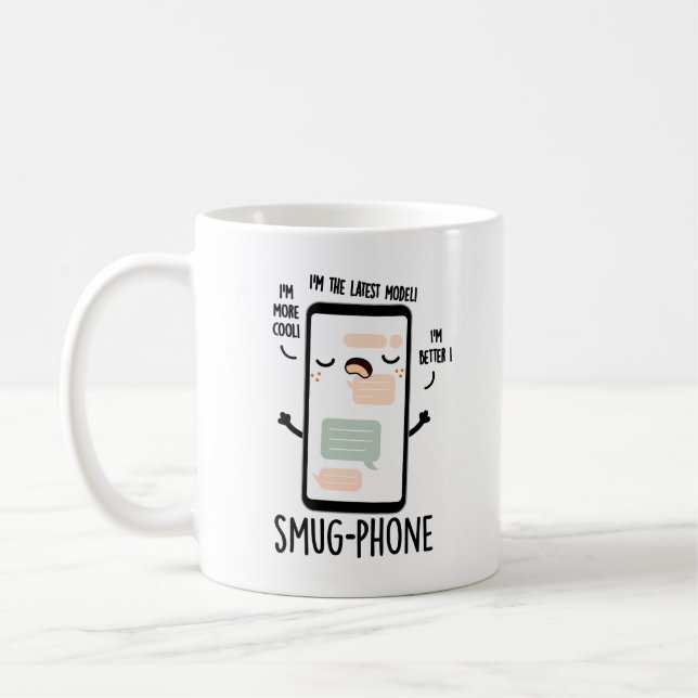 Mug Smug Phone Funny Cellphone Pun (Gauche)
