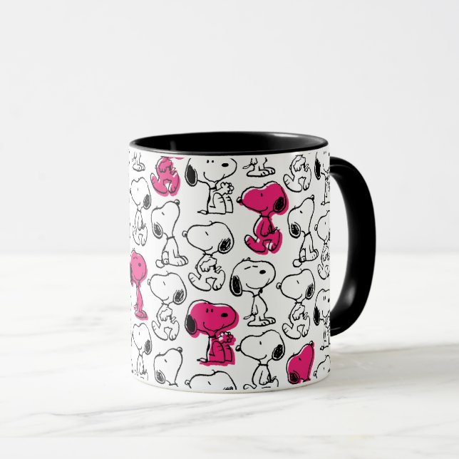 Mug Snoopy Black & Magenta Motif (Devant droit)