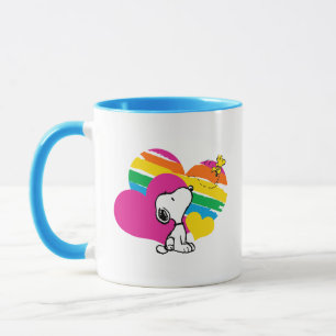 Mug Snoopy et Woodstock   Coeurs arc-en-ciel