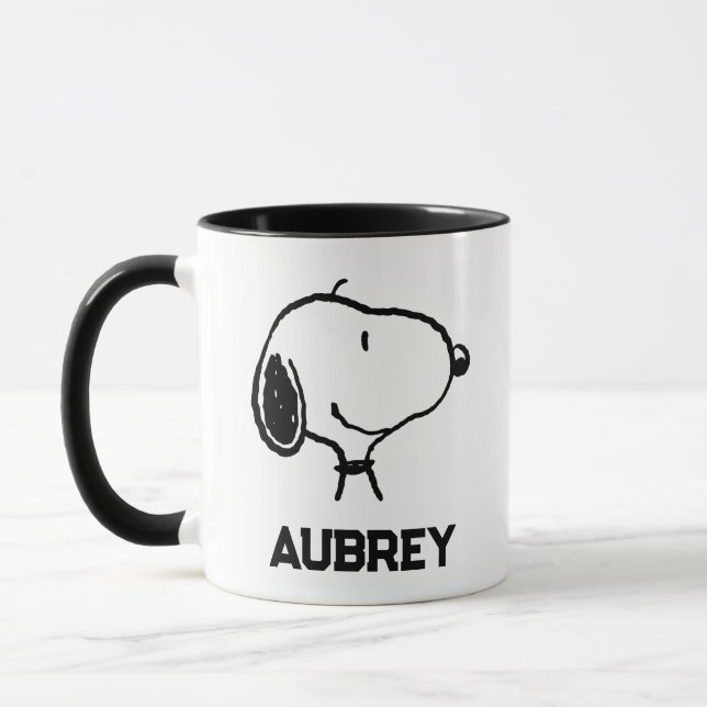 Mug Snoopy Smile Giggle Laugh | Ajouter Votre Nom (Gauche)