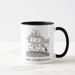 Mug Snoopy, Woodstock & Charlie Brown sur un chariot