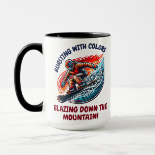 Mug Snowboard dynamique Aventure Flamme de couleurs