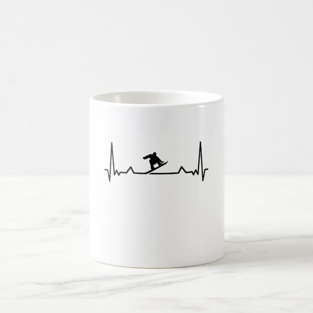 Mug Snowboard Heartbeat Snowboarder cadeaux (Centre)