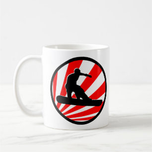 Mug snowboard. rayons rouges.