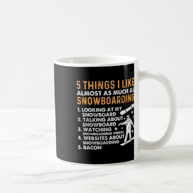 Mug Snowboard Snowboard Bacon 5 choses que j'aime Almo (Droite)