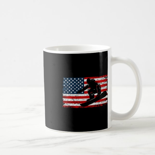 Mug Snowboard Snowboard Patriotique Vintage américaine (Droite)