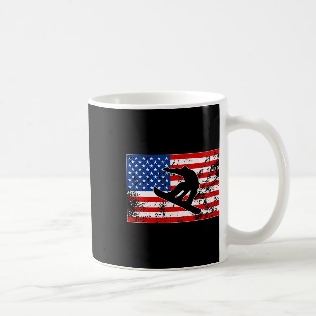 Mug Snowboardeur Snowboarder Jumping États-Unis Drapea (Droite)