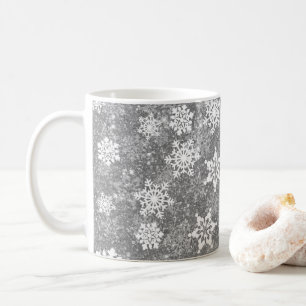 Mug Snowflakes blanc Luxueux gris élégant Noël
