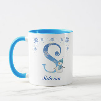 Mug Snowflakes de Noël personnalisés Monogramme S