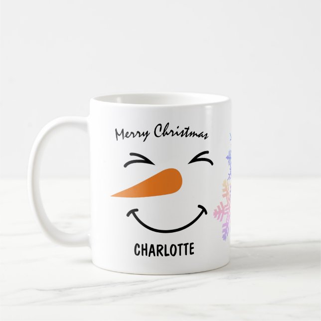 Mug Snowman Aux Yeux Étroits, Joyeux Noël (Gauche)