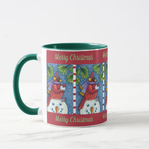 MUG SNOWMAN BODYGUARD, CHRISTMAS CARDINAL REDBIRD