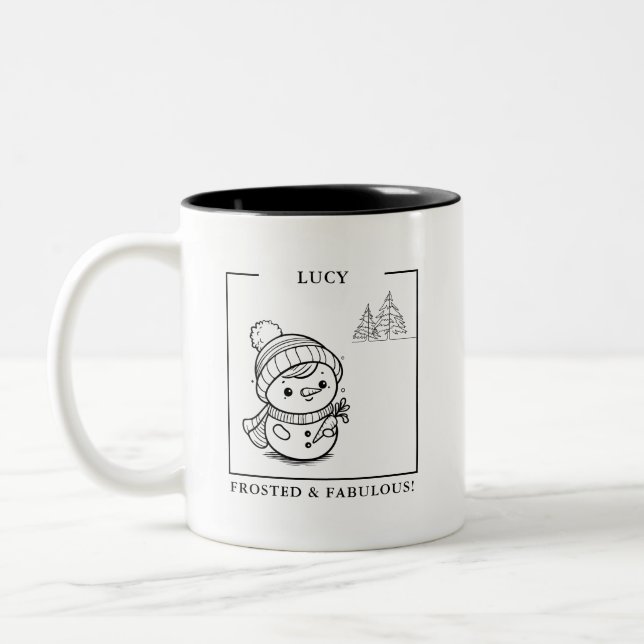 Mug Snowman personnalisé - "Frosted & Fabulous" (Gauche)