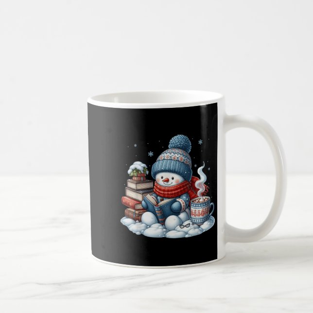 Mug Snowman Reading Books Lovers Librarian Bookworm Ch (Droite)