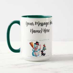 Mug Snowman Rétro, Chien Maigre, Cardinal Rouge Et Arb