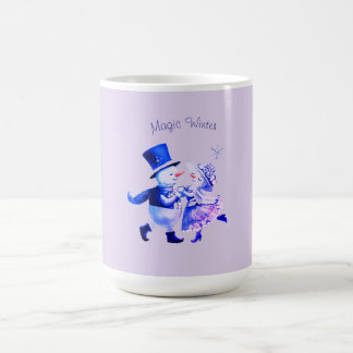 Mug Snowman & Snowgirl Dance - Winter Holidays Vintage