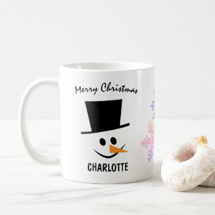 Mug Snowman Souriant Dans Le Casquette Topper. Joyeux 